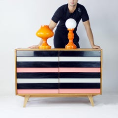 Unique Orange Glass Table Lamp by Vitropol, Poland, 1960s