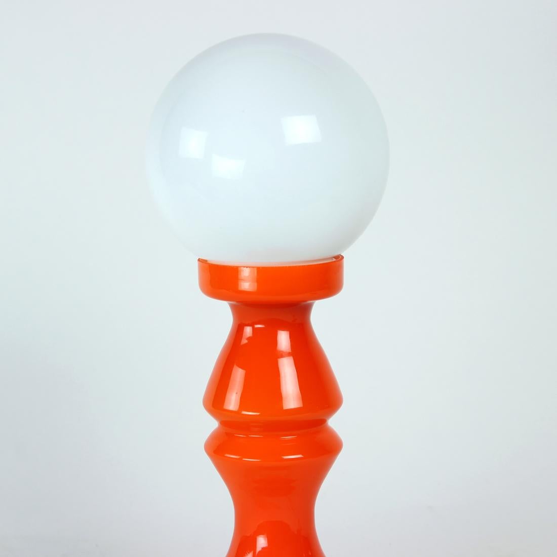 Mid-20th Century Unique Orange Glass Table Lamp by Vitropol, Poland, 1960s For Sale