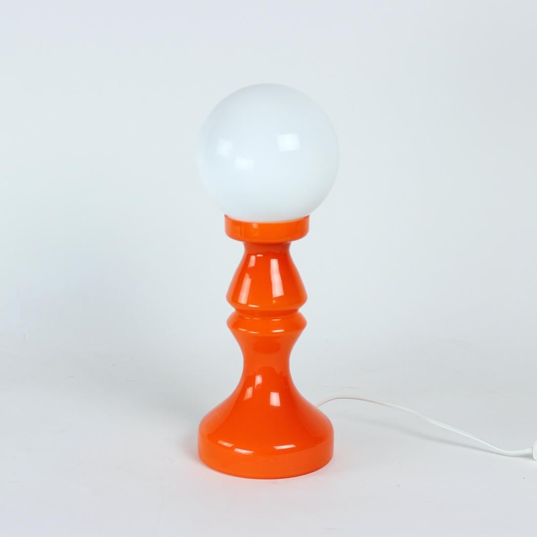 Unique Orange Glass Table Lamp by Vitropol, Poland, 1960s For Sale 3