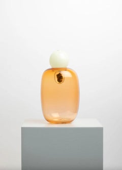 Unique Orange Handblown Glass Vessel