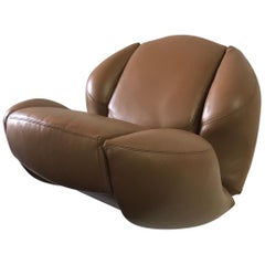 Unique Organic Italian Leather Lounge Chair by Comfortline