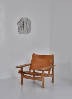 Relieve de pared en gres blanco, orgánico, moderno y único, de Ole Bjørn Krüger, años 60