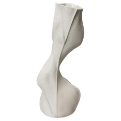 Kawa Vase 20, White Organic Porcelain Vase, sculptural ceramic abstract design