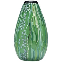 Unique Original Green Mike Hunter 'Melted' Vase