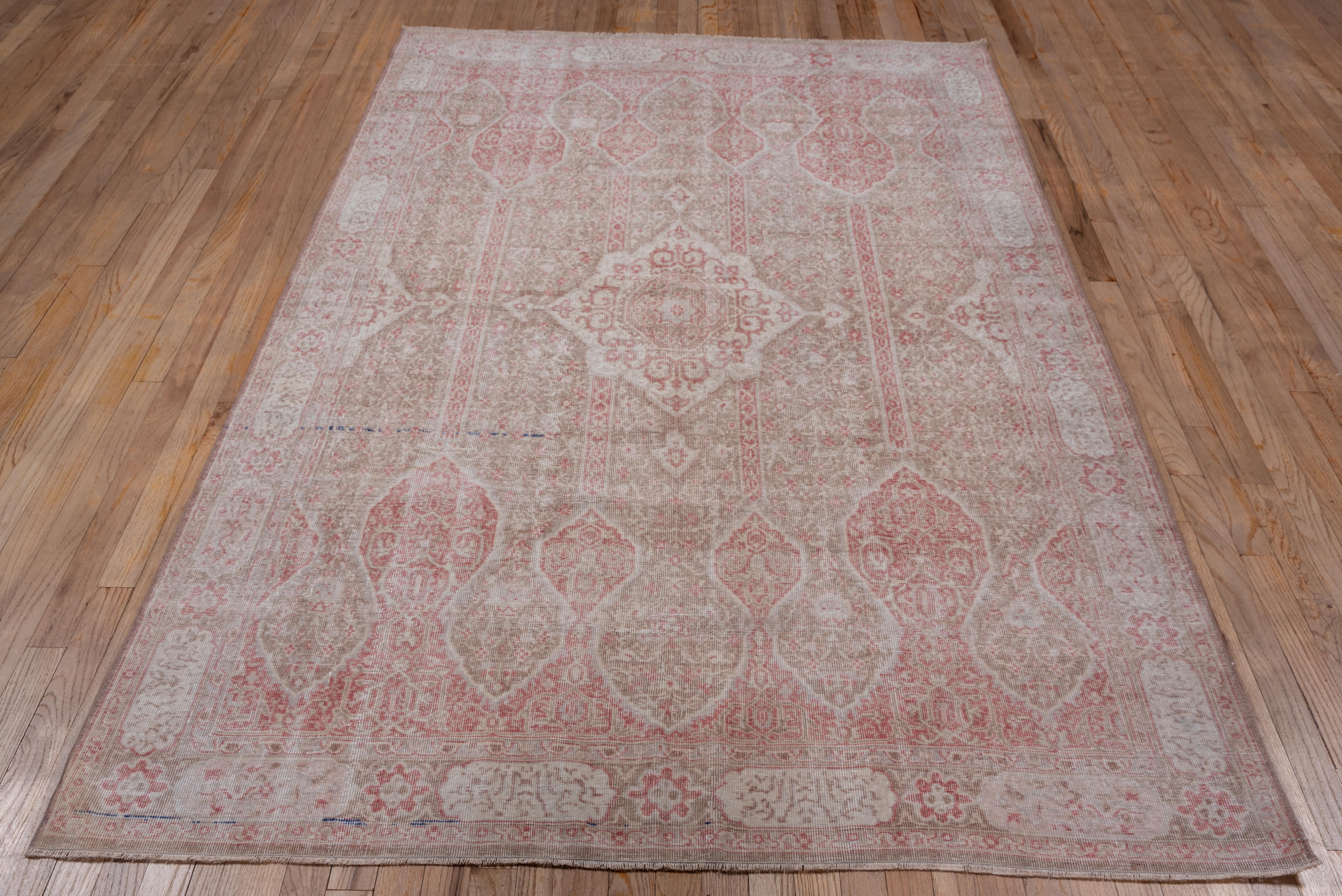 Unique Oushak Rug, Pink, Light Brown and Ivory In Good Condition For Sale In New York, NY