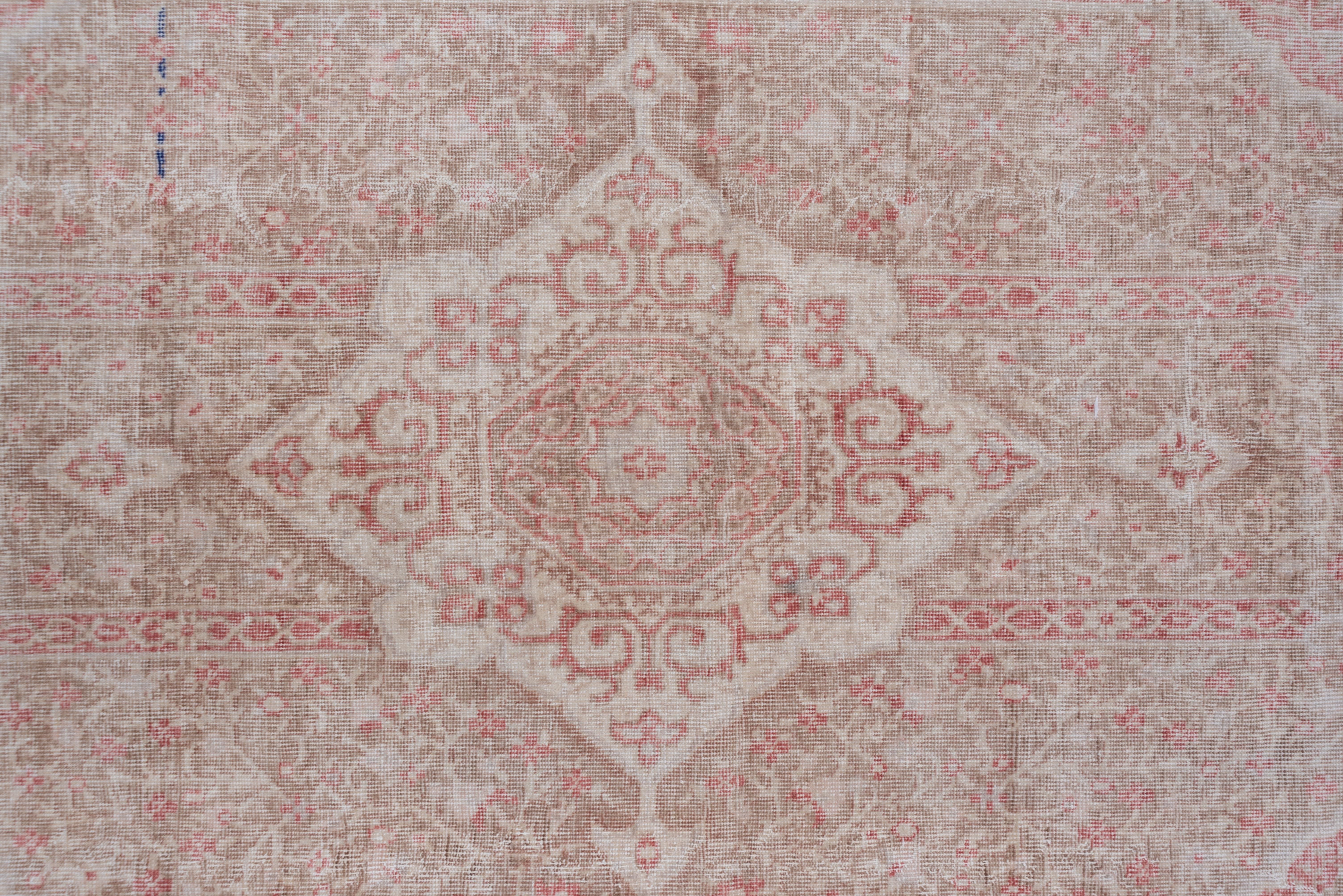 Mid-20th Century Unique Oushak Rug, Pink, Light Brown and Ivory For Sale