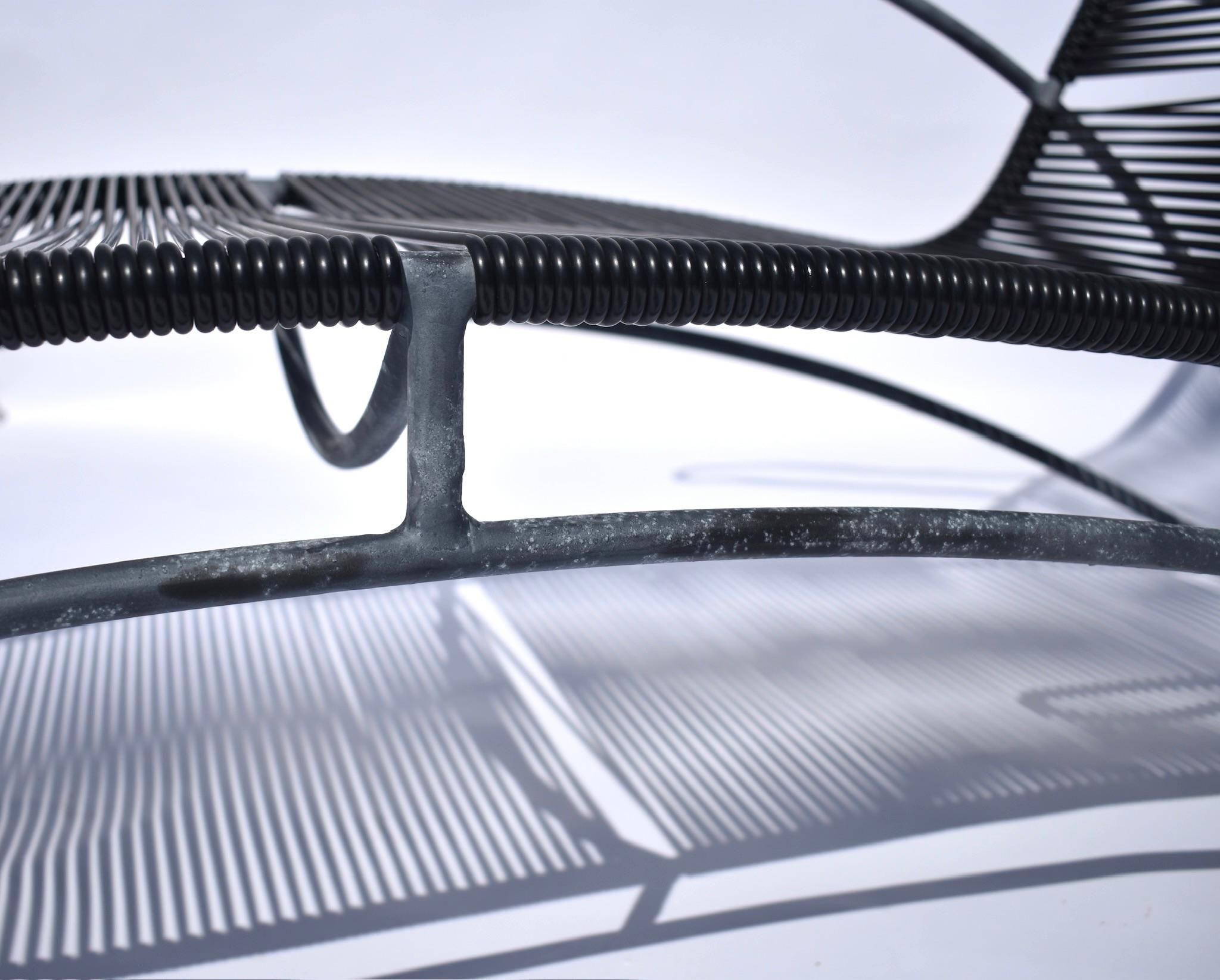 Unique Outdoor Lounge Chairs in Steel & PVC Cording, USA 1989 In Good Condition For Sale In West Palm Beach, FL