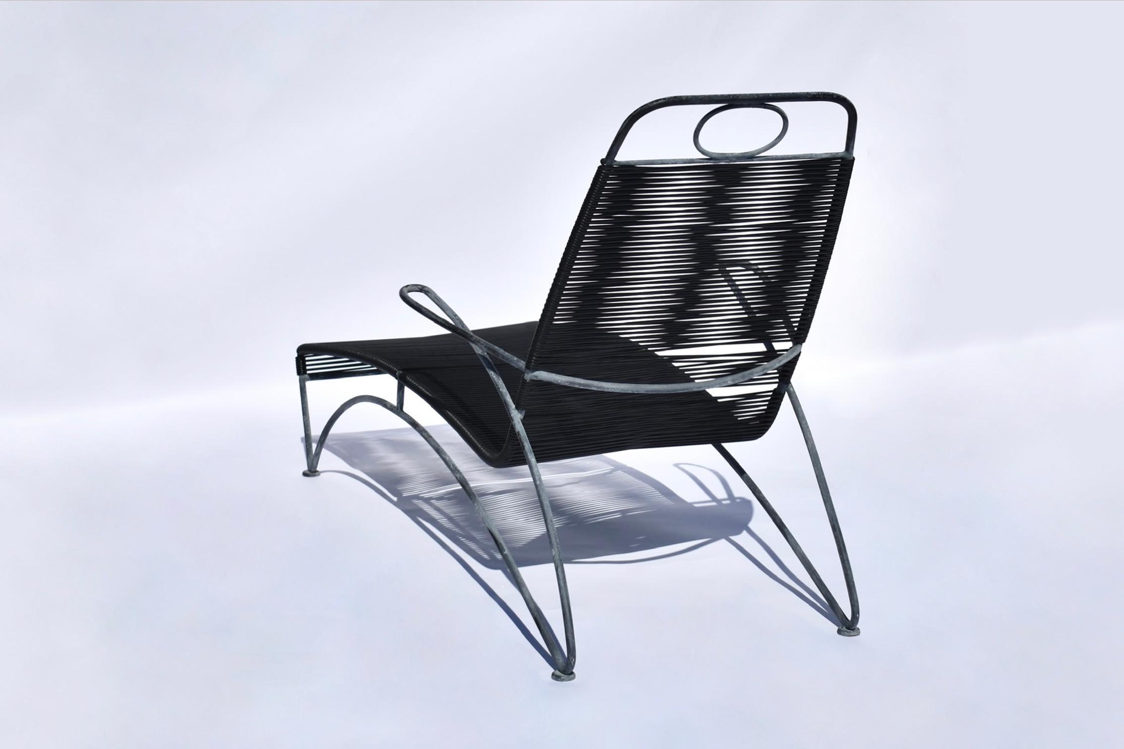 Unique Outdoor Lounge Chairs in Steel & PVC Cording, USA 1989 For Sale 3