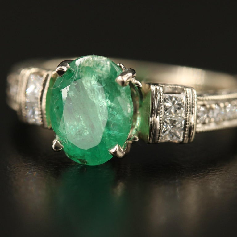 Customizable Unique Oval Cut Emerald Engagement Ring, Vintage Emerald