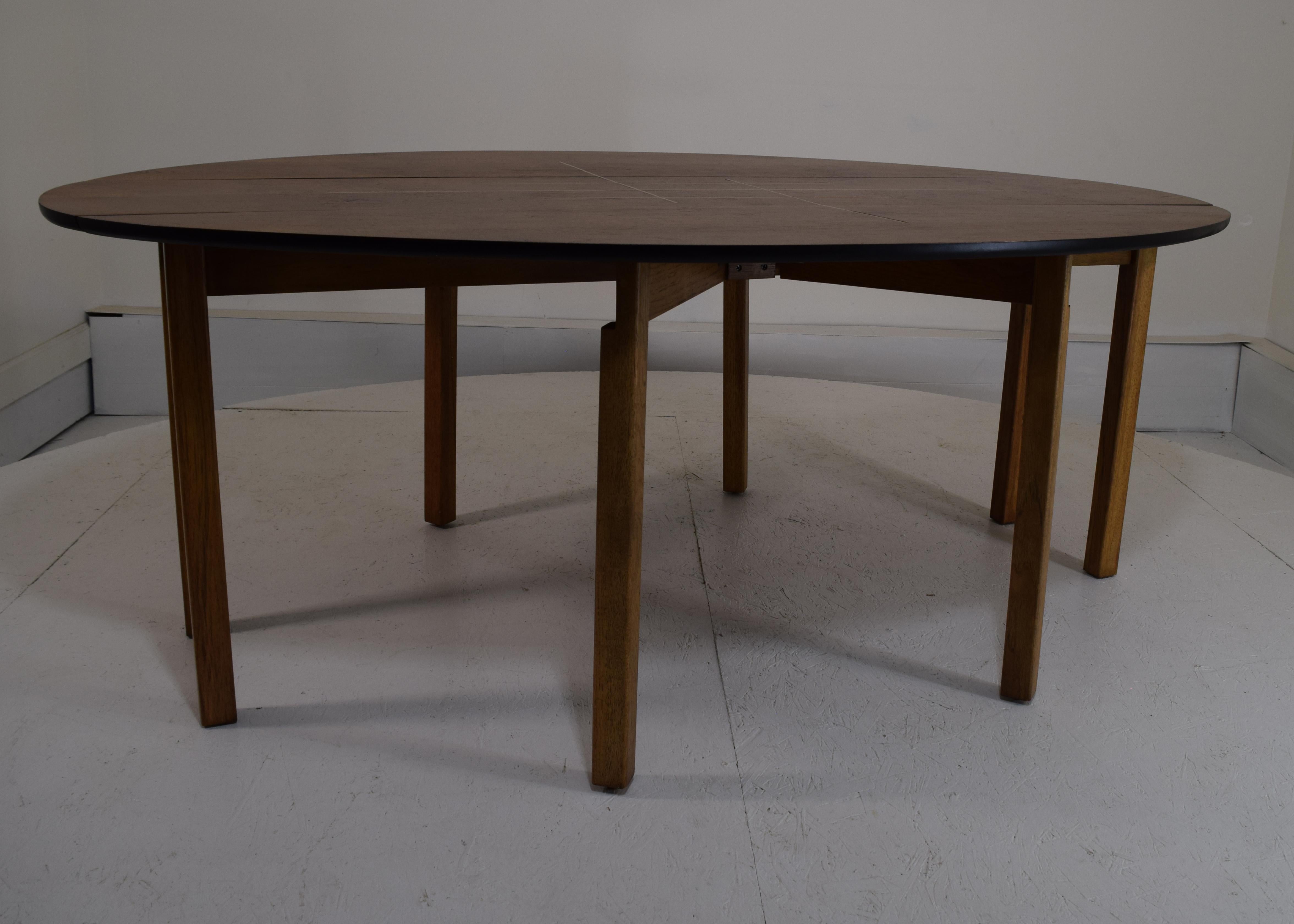 Brass Unique Oval Drop Leaf Dining Table