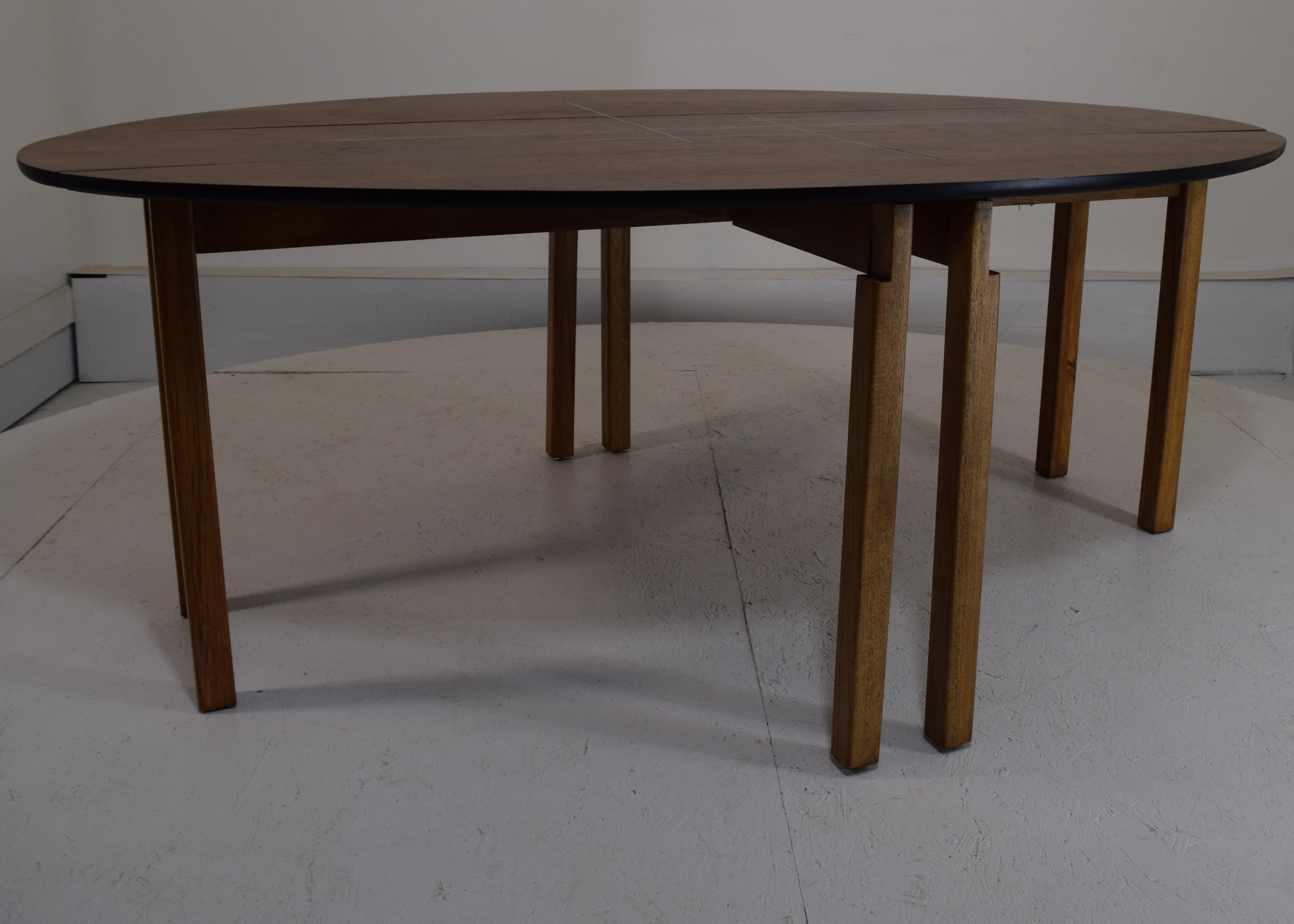 Late 20th Century Unique Oval Drop Leaf Dining Table