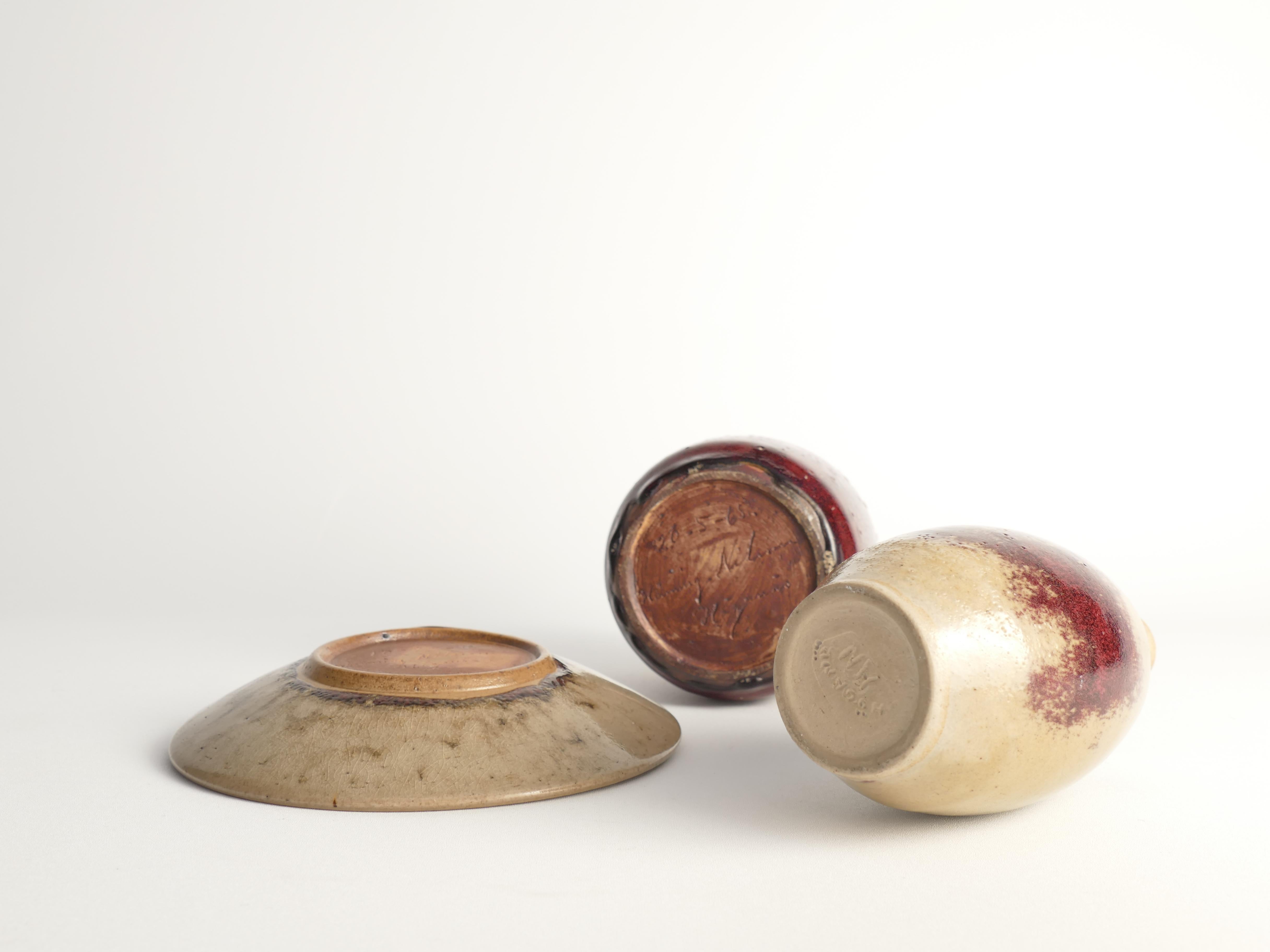 Unique Oxblood Glazed Stoneware Pieces, By Henning Nilsson, Set of 3 (Pièces uniques en grès émaillé sang de boeuf, par Henning Nilsson) en vente 11