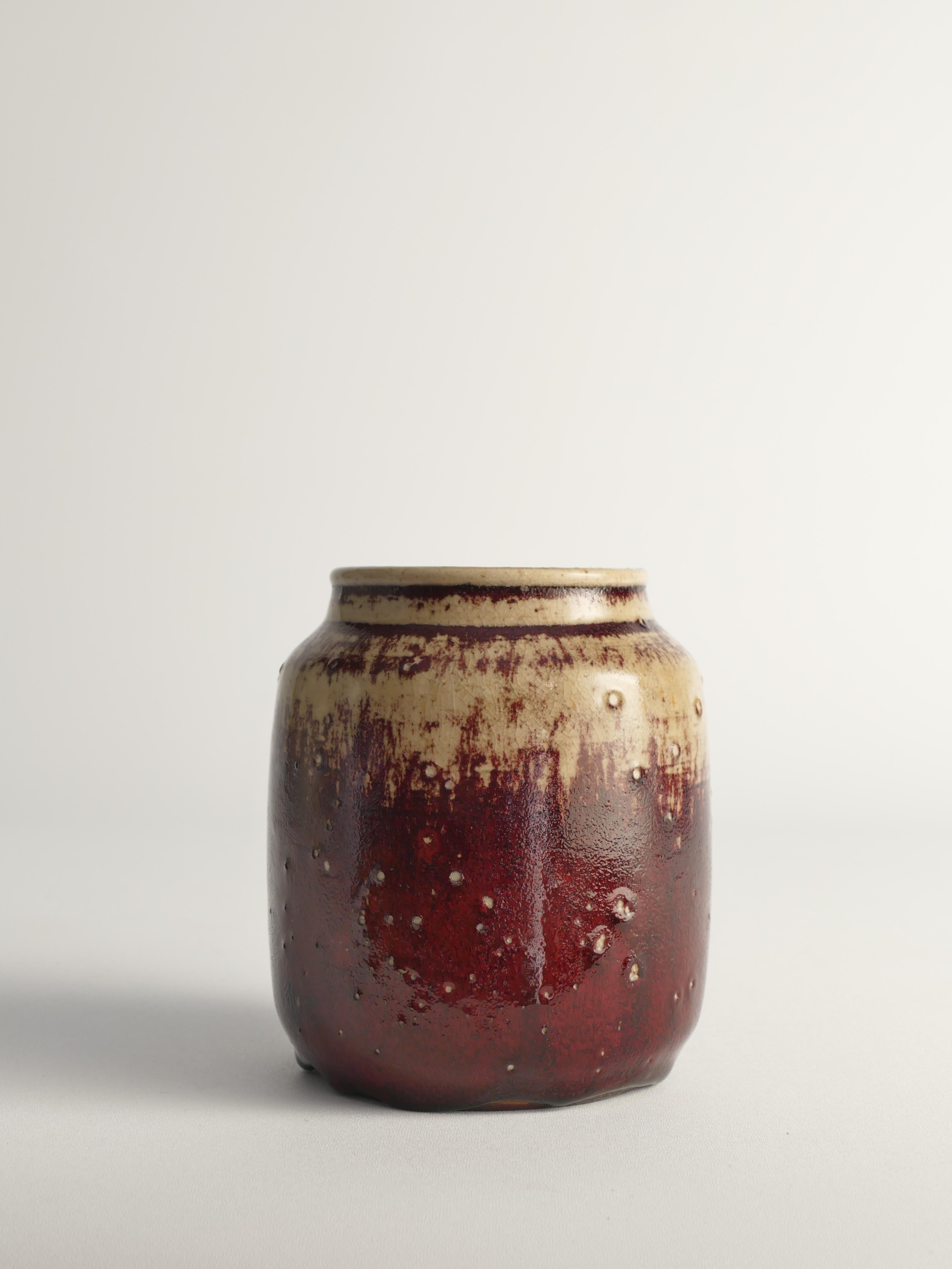 Milieu du XXe siècle Unique Oxblood Glazed Stoneware Pieces, By Henning Nilsson, Set of 3 (Pièces uniques en grès émaillé sang de boeuf, par Henning Nilsson) en vente