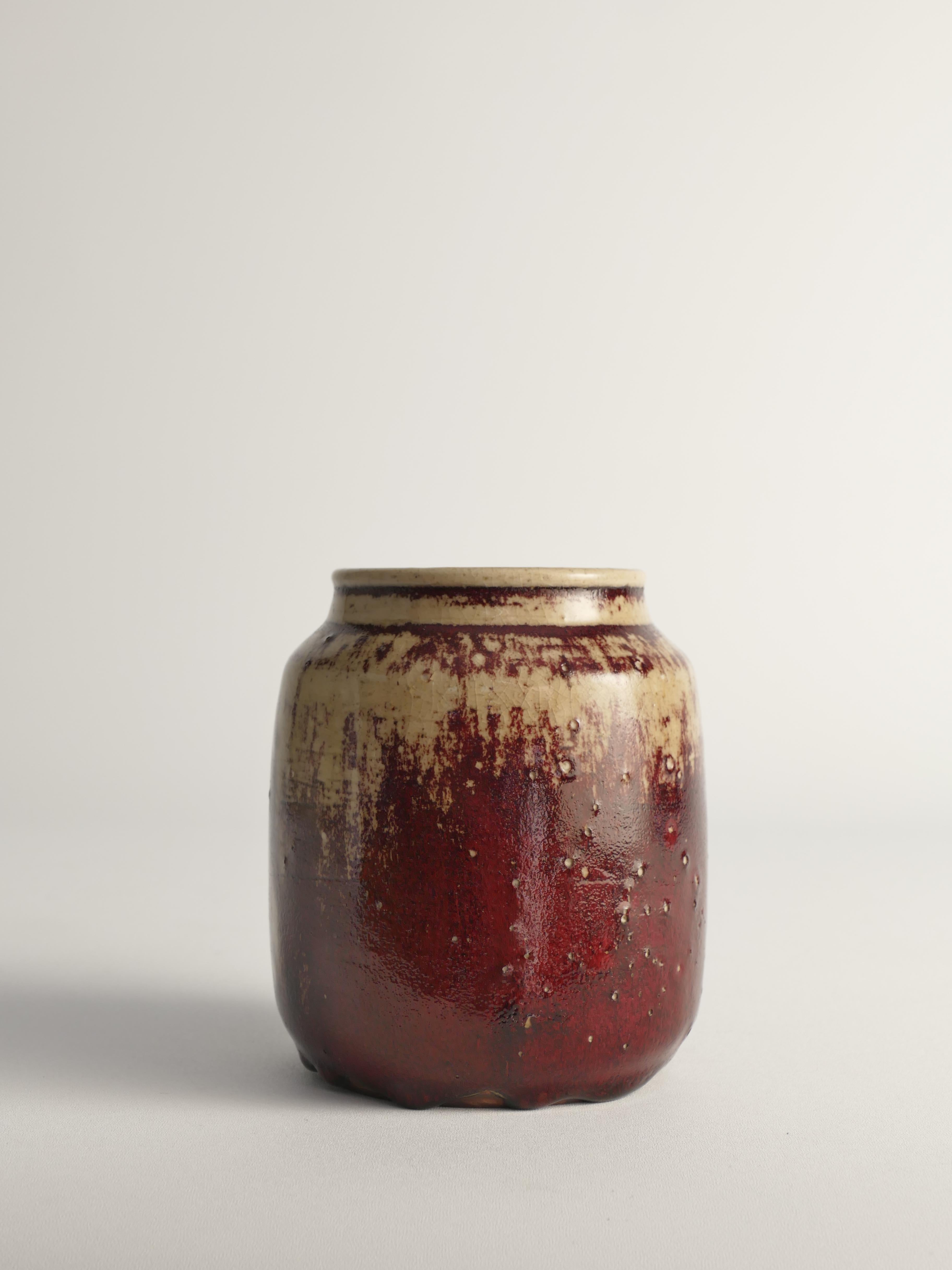 Grès Unique Oxblood Glazed Stoneware Pieces, By Henning Nilsson, Set of 3 (Pièces uniques en grès émaillé sang de boeuf, par Henning Nilsson) en vente