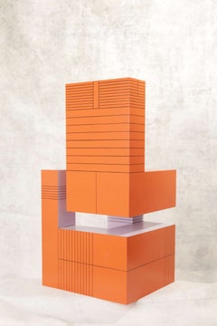 Einzigartiger bemalter handgefertigter Skulpturstuhl Dilmos Edizioni, buntes geometrisches Muster