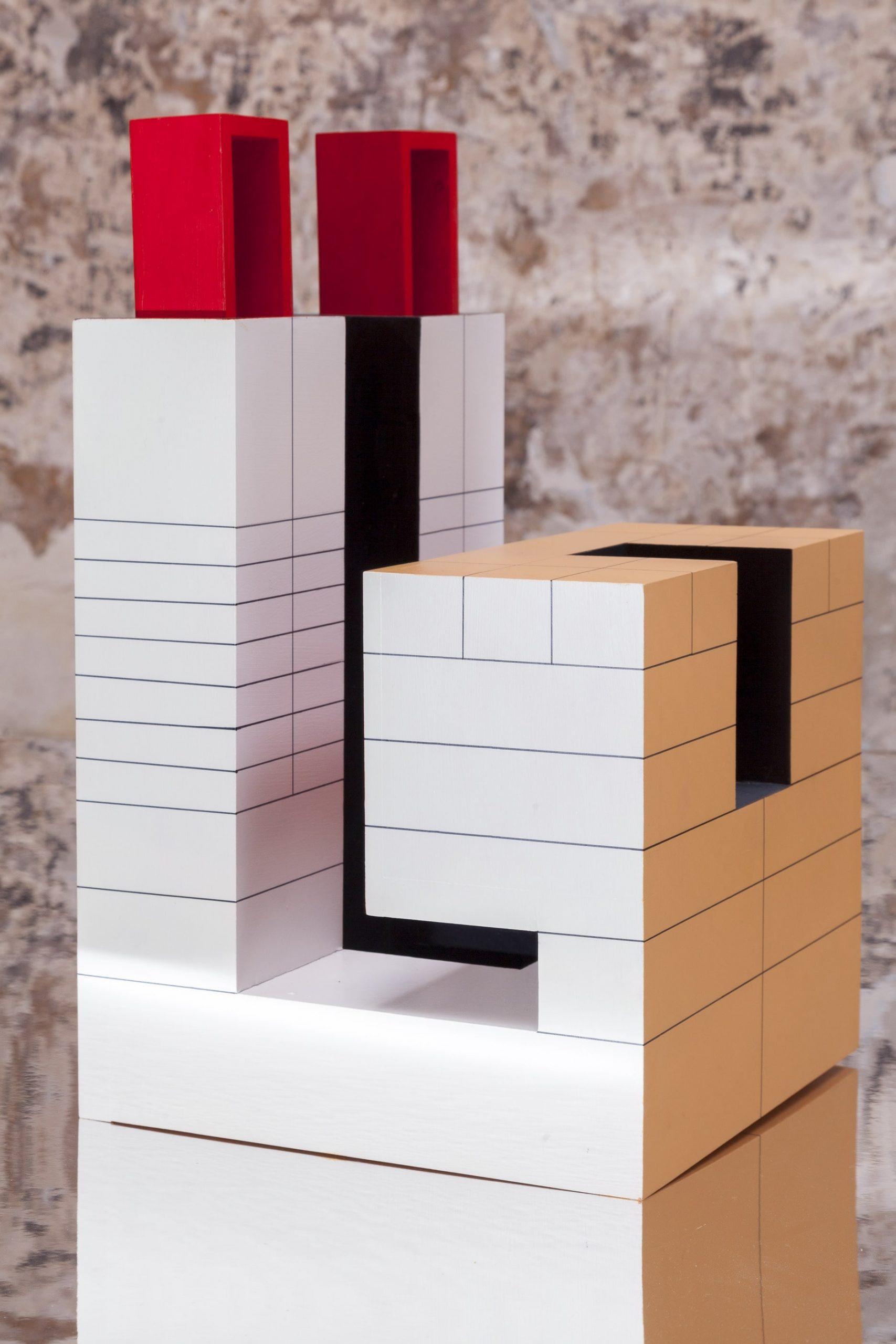 Unique painted wooden sculpture, entirely handmade by the designer Monica Taverniti for Dilmos Edizioni. The geometric and futuristic shape of the object has a-temporal connotations, making the sculpture eternal in its uniqueness.
Unique