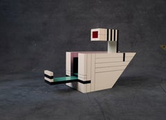 Sculpture unique peinte à la main Dilmos Edizioni, géométrique et colorée