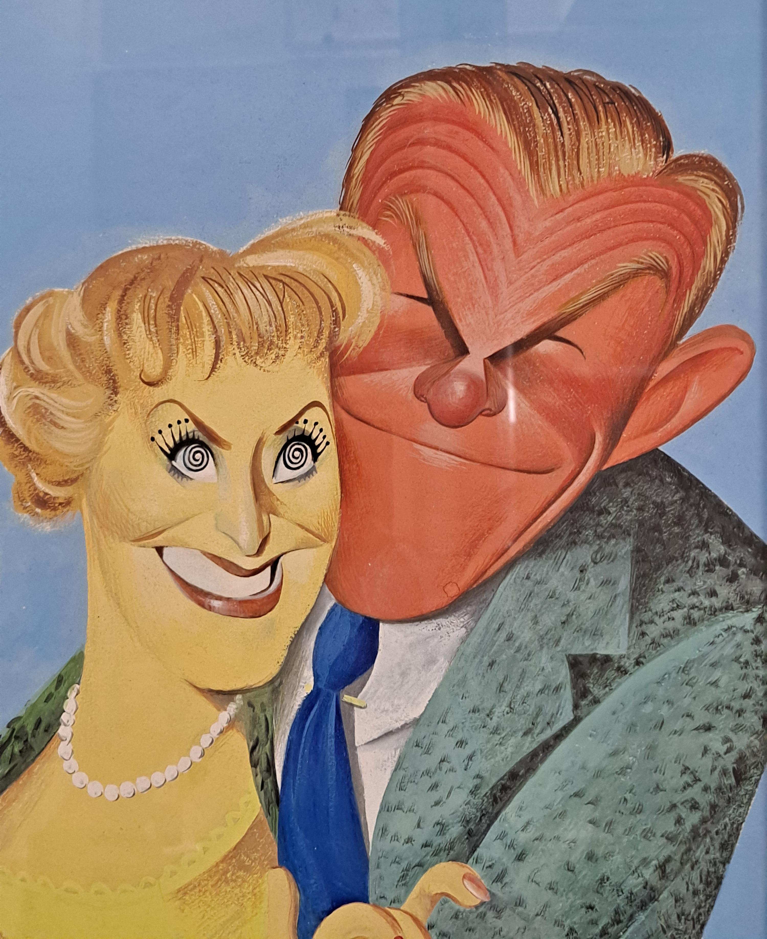 Unique painting by Al Hirschfield In Excellent Condition For Sale In San Francisco, CA