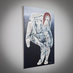 Unique Painting of a Nude Couple by Francine Govers, Netherlands, 1991