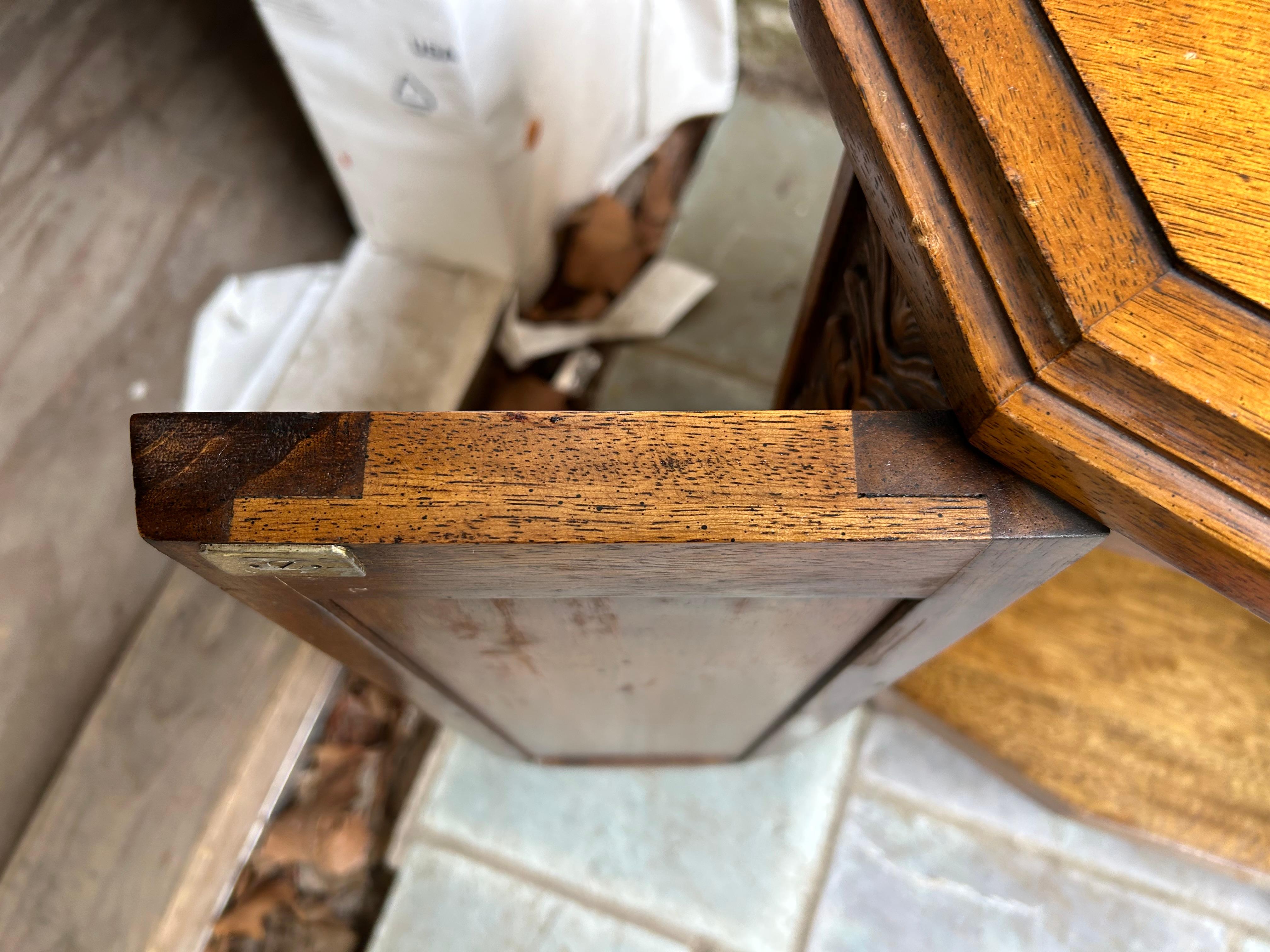 Unique Pair Daniel Jones inc. Walnut Spanish Revival Night Stand End Table For Sale 8