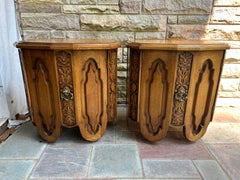 Unique Pair Daniel Jones inc. Walnut Spanish Revival Night Stand End Table