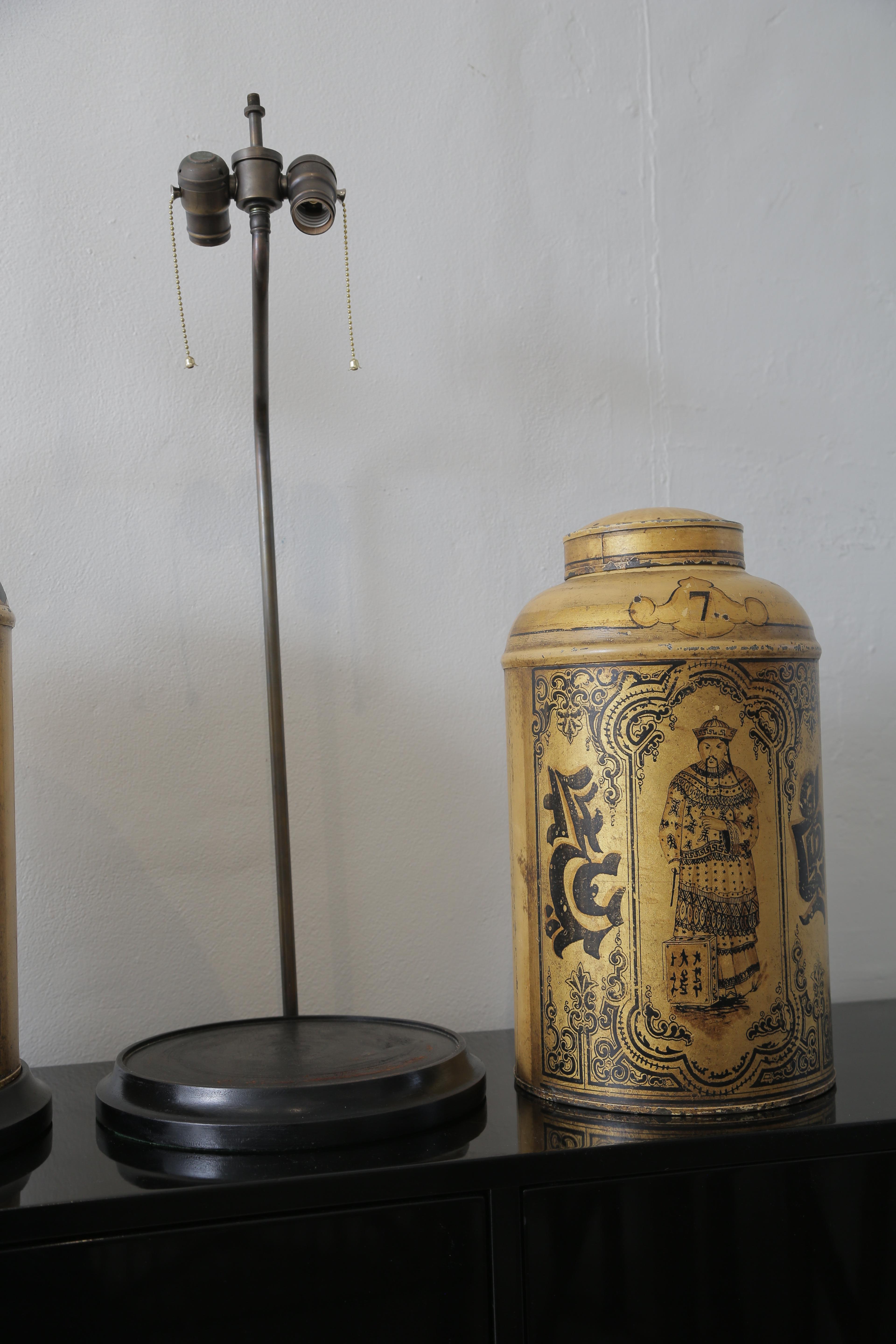 Asian Pair of 19th Century Chinese Tea Caddies Base Lamps
