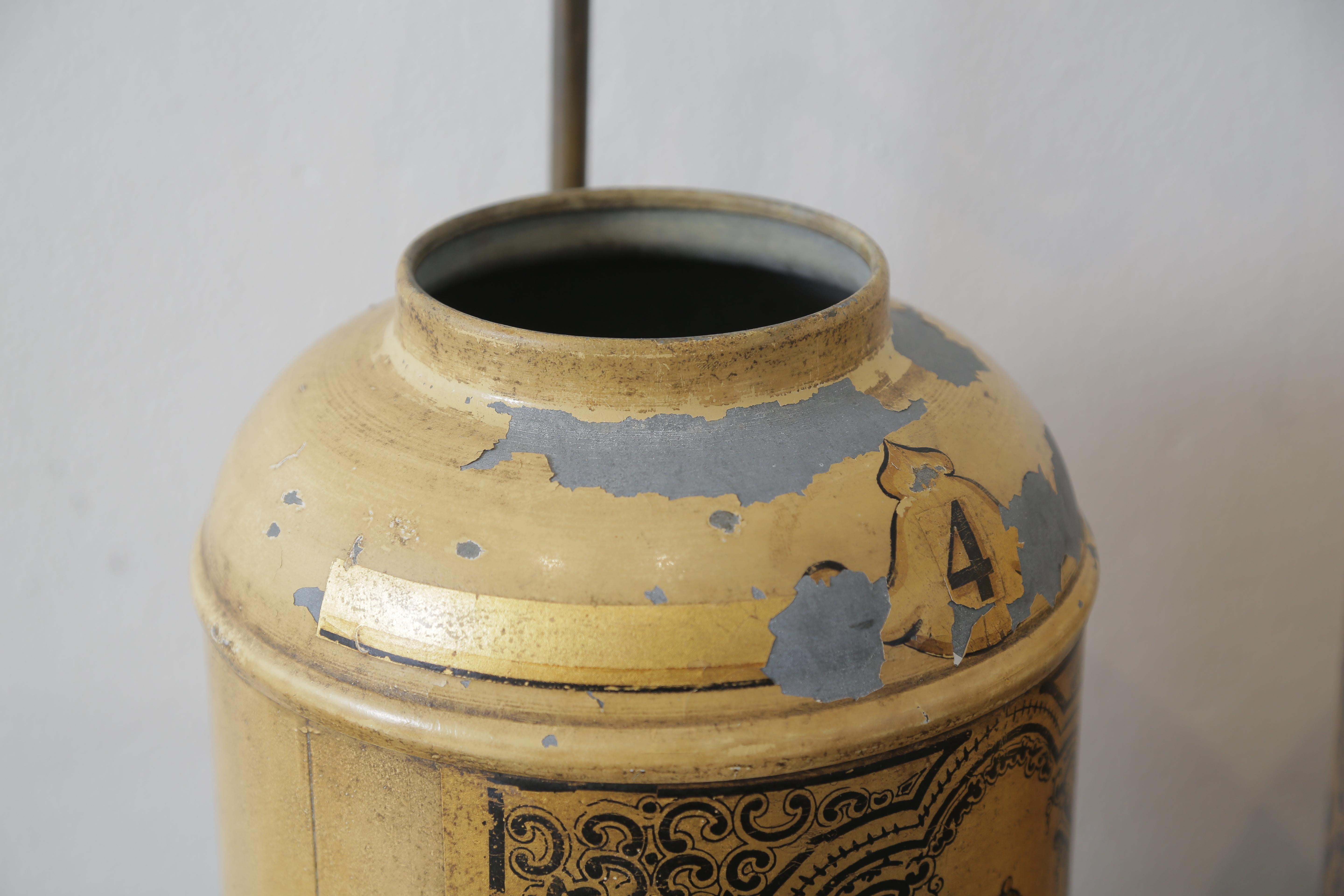 Metal Pair of 19th Century Chinese Tea Caddies Base Lamps