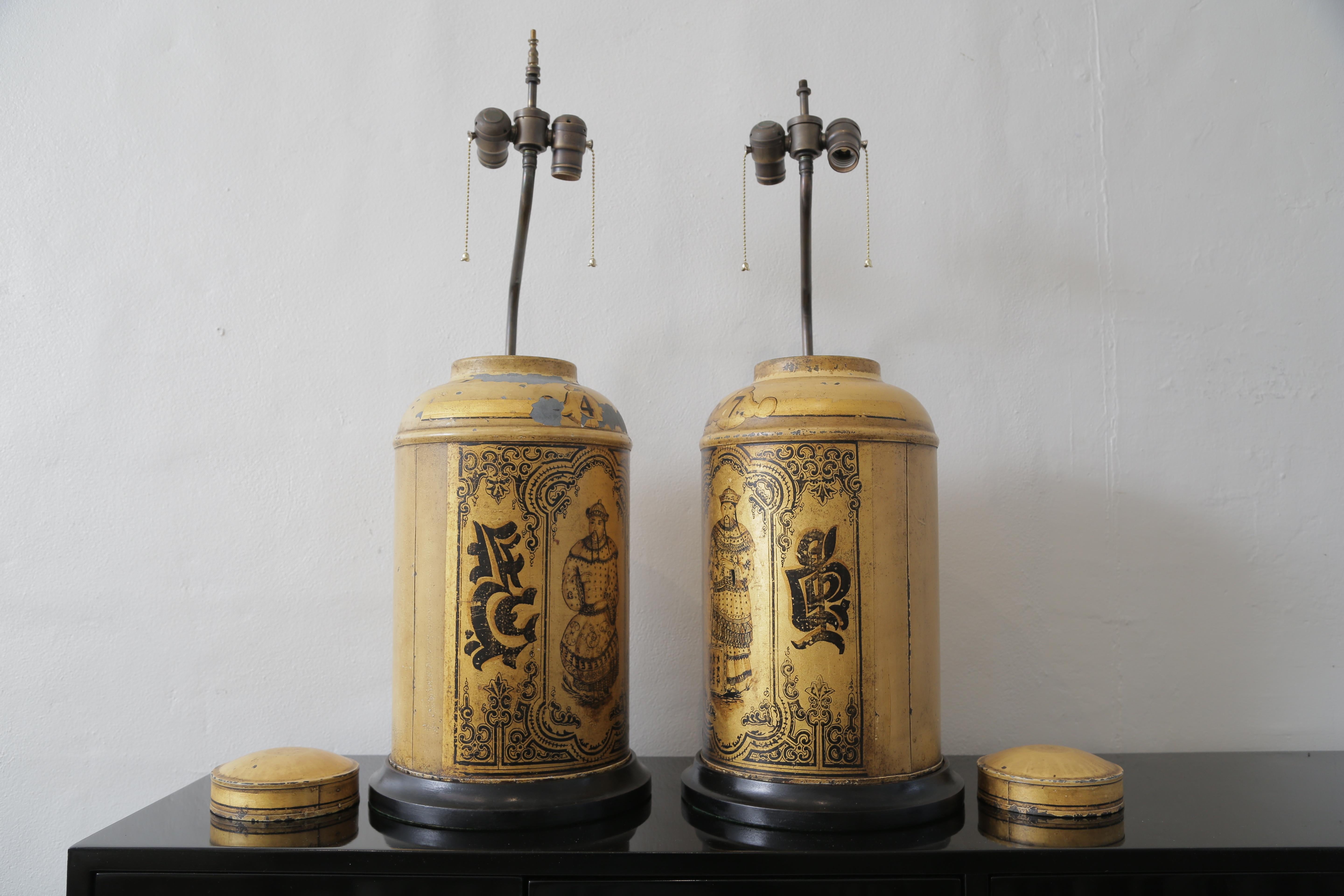 Pair of 19th Century Chinese Tea Caddies Base Lamps 1