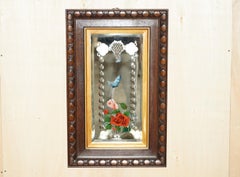 UNIQUE PAIR OF ANTIQUE ITALiAN VENETIAN CARVED REVERSE PAINTED BIRD MIRRORS