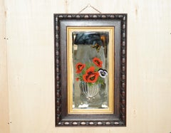 UNIQUE PAIR OF ANTIQUE ITALIAN VENETIAN CARVED REVERSE PAINTED FLORAL MIRRORs