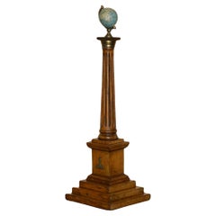 UNIQUE PAIR OF ANTIQUE JOHN STONE'S MINIATURE GLOBES ON CORINTHIAN PiLLED BASES