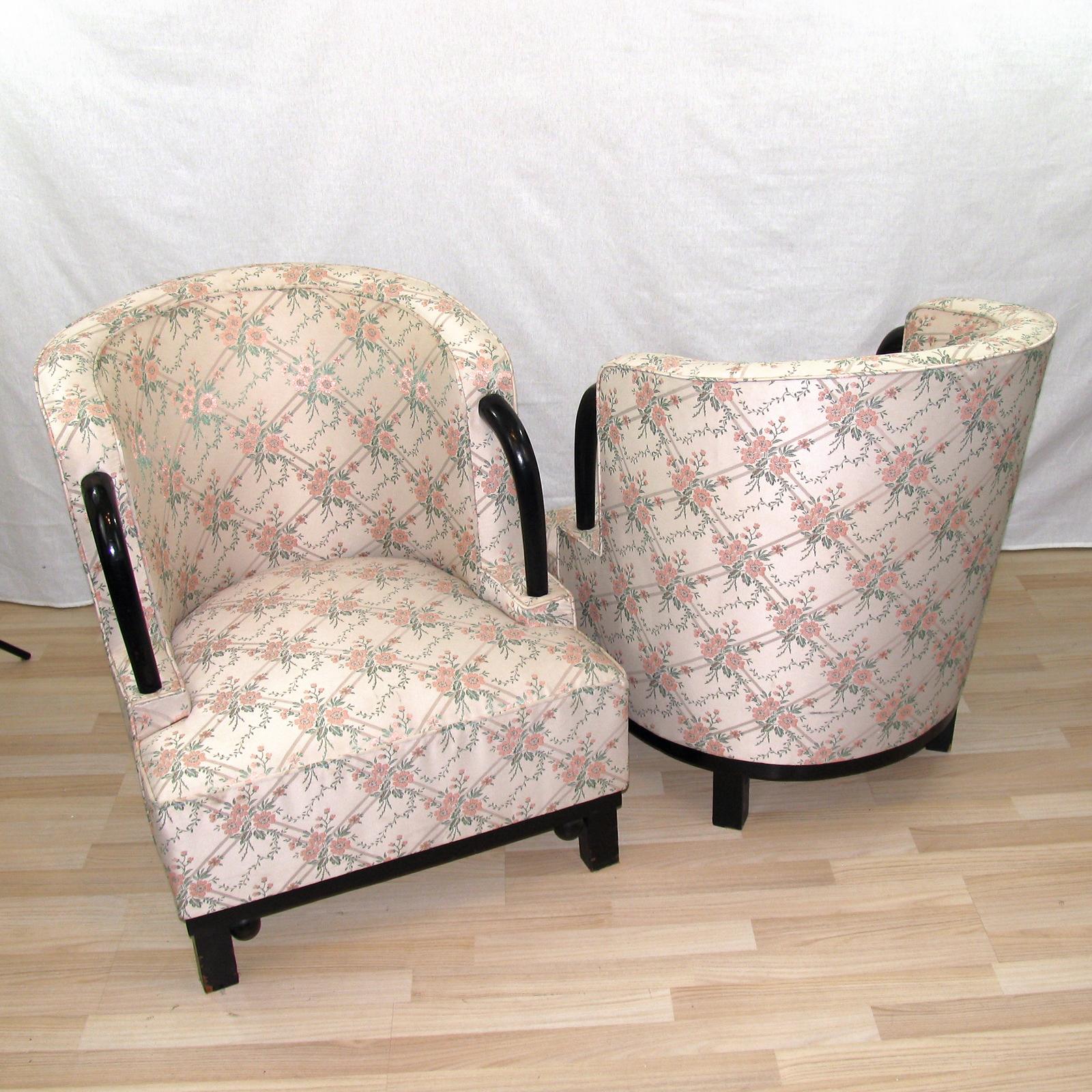 Mid-20th Century Unique Pair of Art Deco Armchairs by Hubert Martin et Ploquin, France, 1930s For Sale