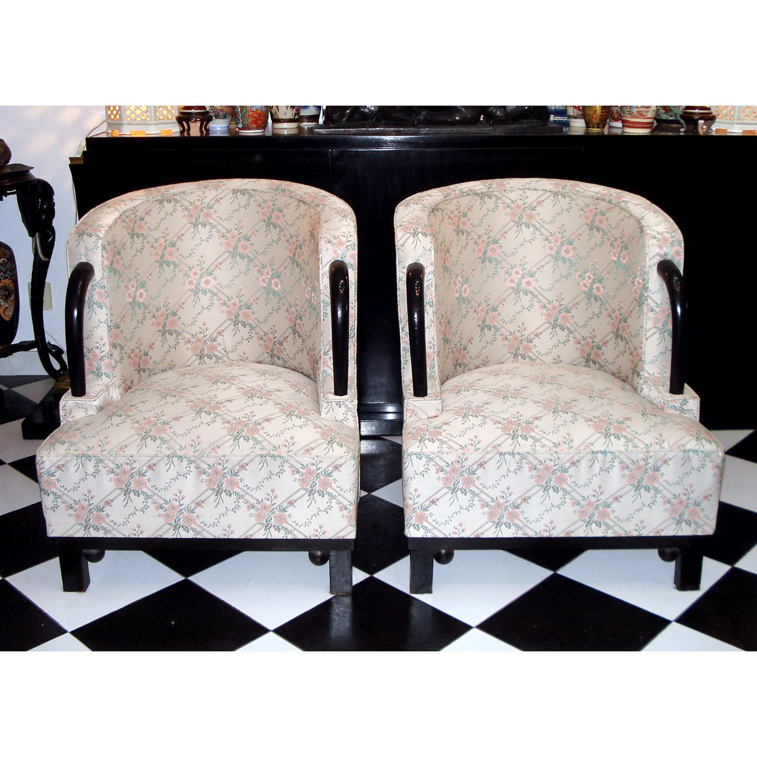 Mid-20th Century Unique Pair of Art Deco Armchairs by Hubert Martin et Ploquin, France, 1930s For Sale