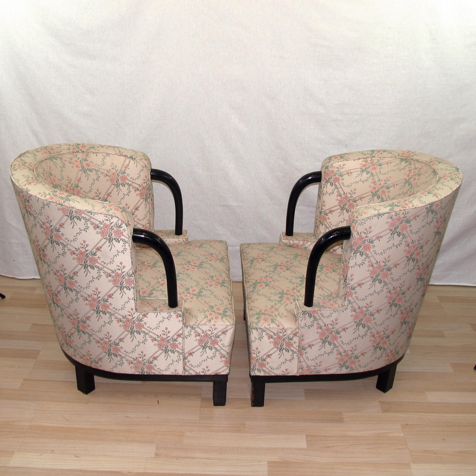 Upholstery Unique Pair of Art Deco Armchairs by Hubert Martin et Ploquin, France, 1930s For Sale