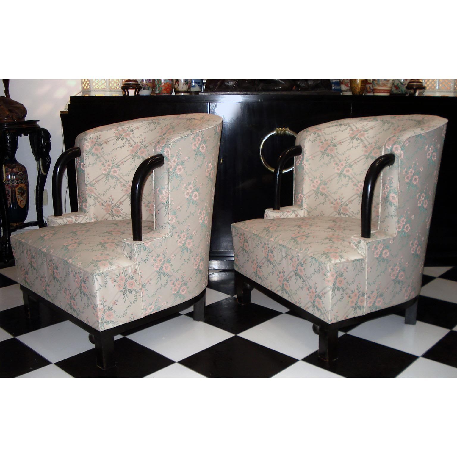 Upholstery Unique Pair of Art Deco Armchairs by Hubert Martin et Ploquin, France, 1930s For Sale