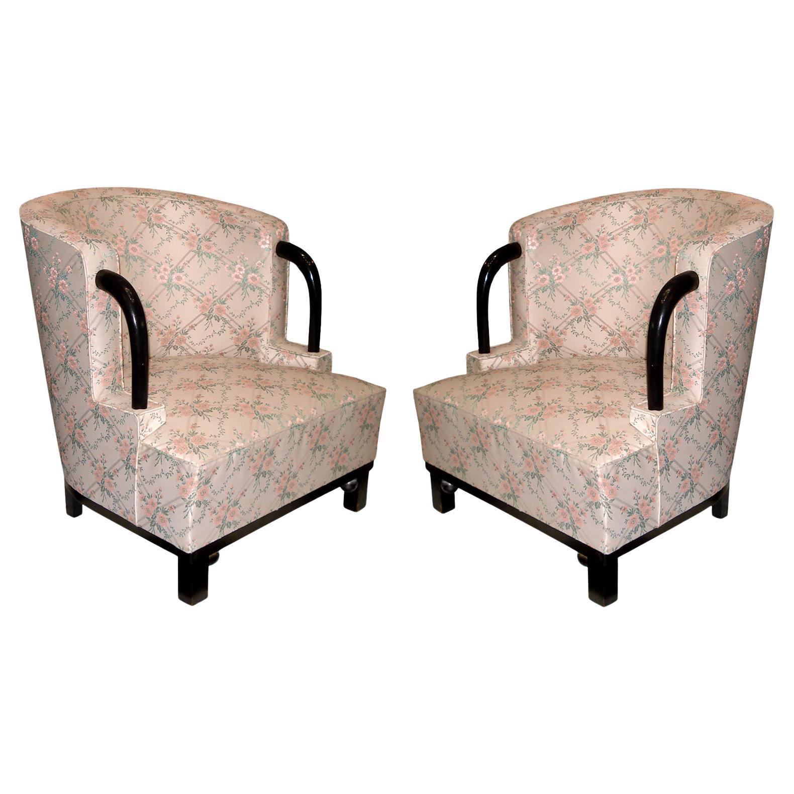 Unique Pair of Art Deco Armchairs by Hubert Martin et Ploquin, France, 1930s For Sale