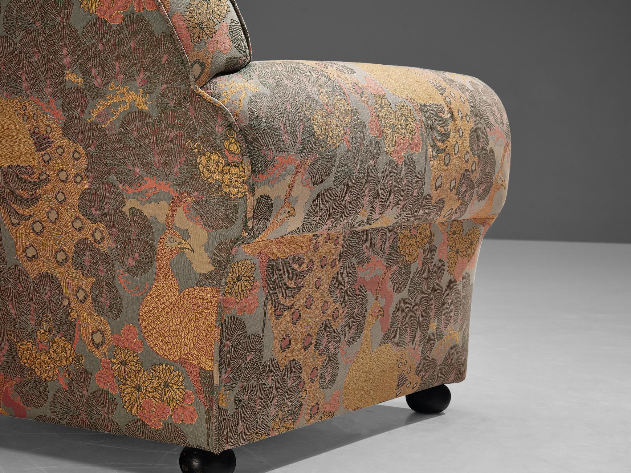 Fabric Unique Art Deco Armchairs in Botanical Upholstery For Sale