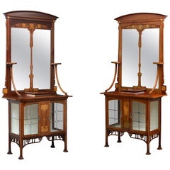 Antique Unique Pair of Art Nouveau Cabinets