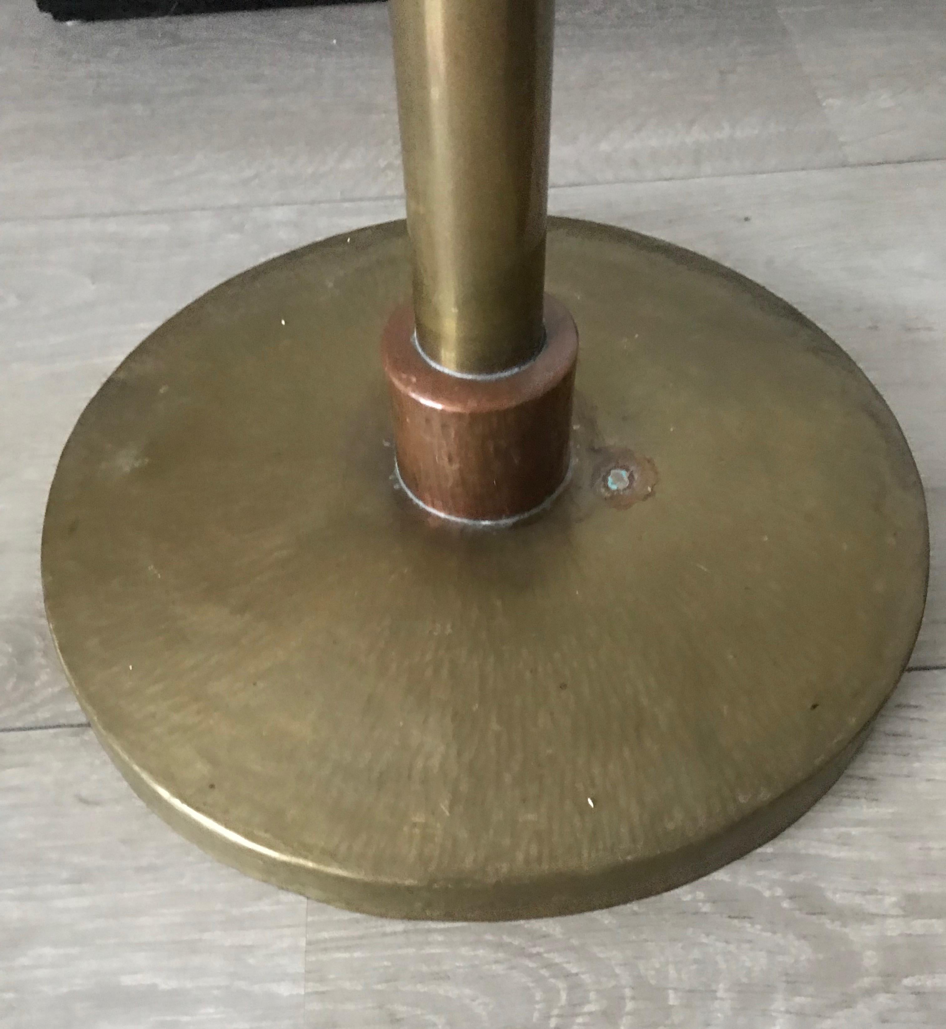 Unique Pair of Arts & Crafts Brass and Copper Church Pedestals, Columns / Stands In Good Condition For Sale In Lisse, NL