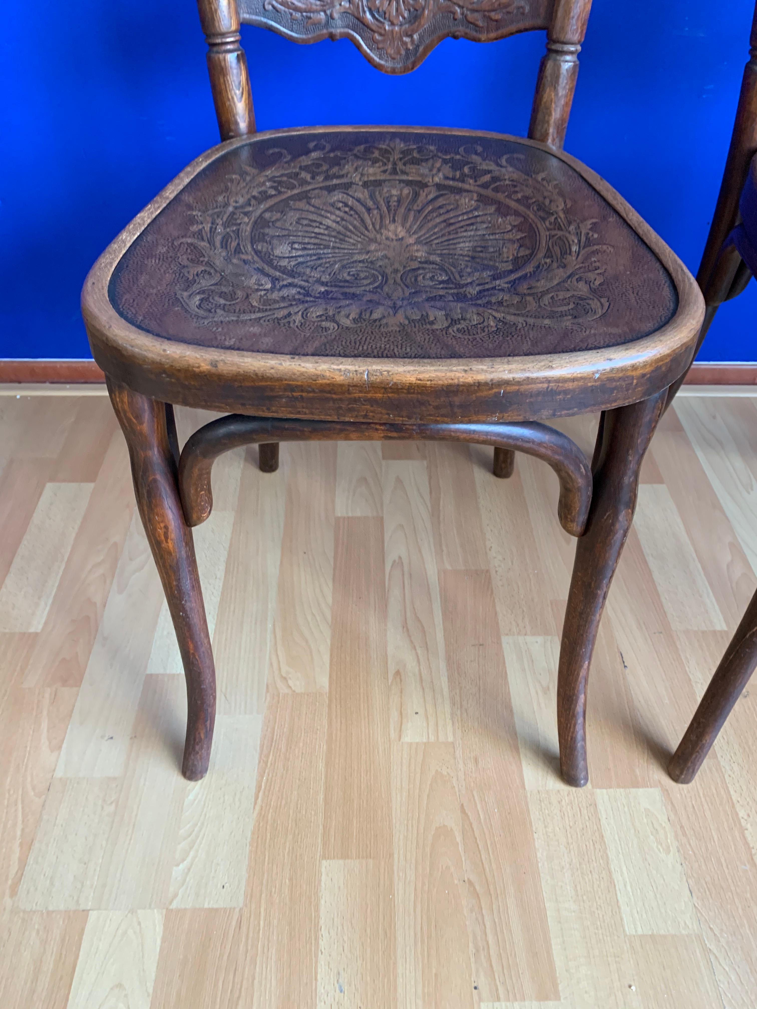 Unique Pair of Bentwood Chairs, Jacob & Josef Kohn with Embossed Female Goddess 4