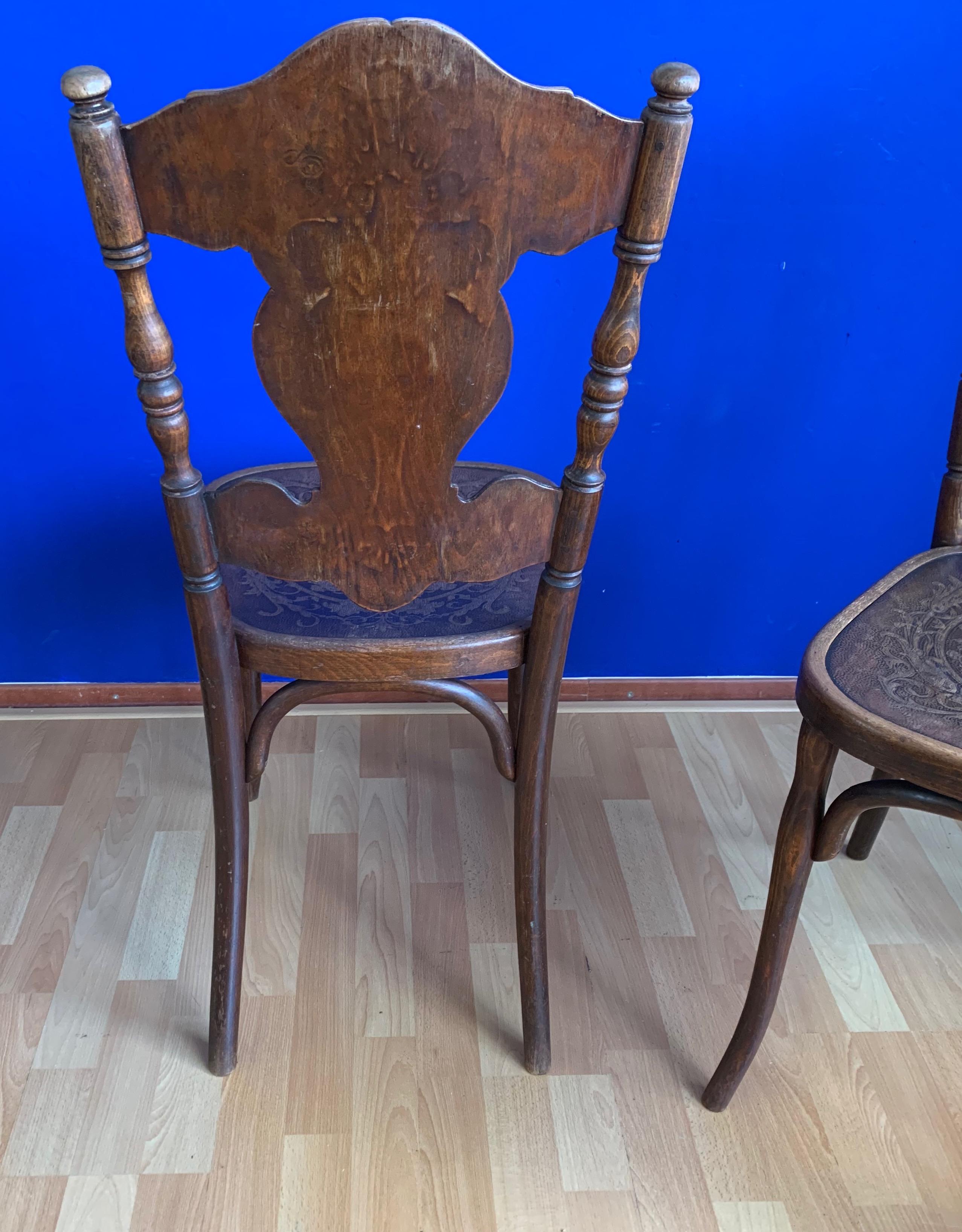 Unique Pair of Bentwood Chairs, Jacob & Josef Kohn with Embossed Female Goddess 8