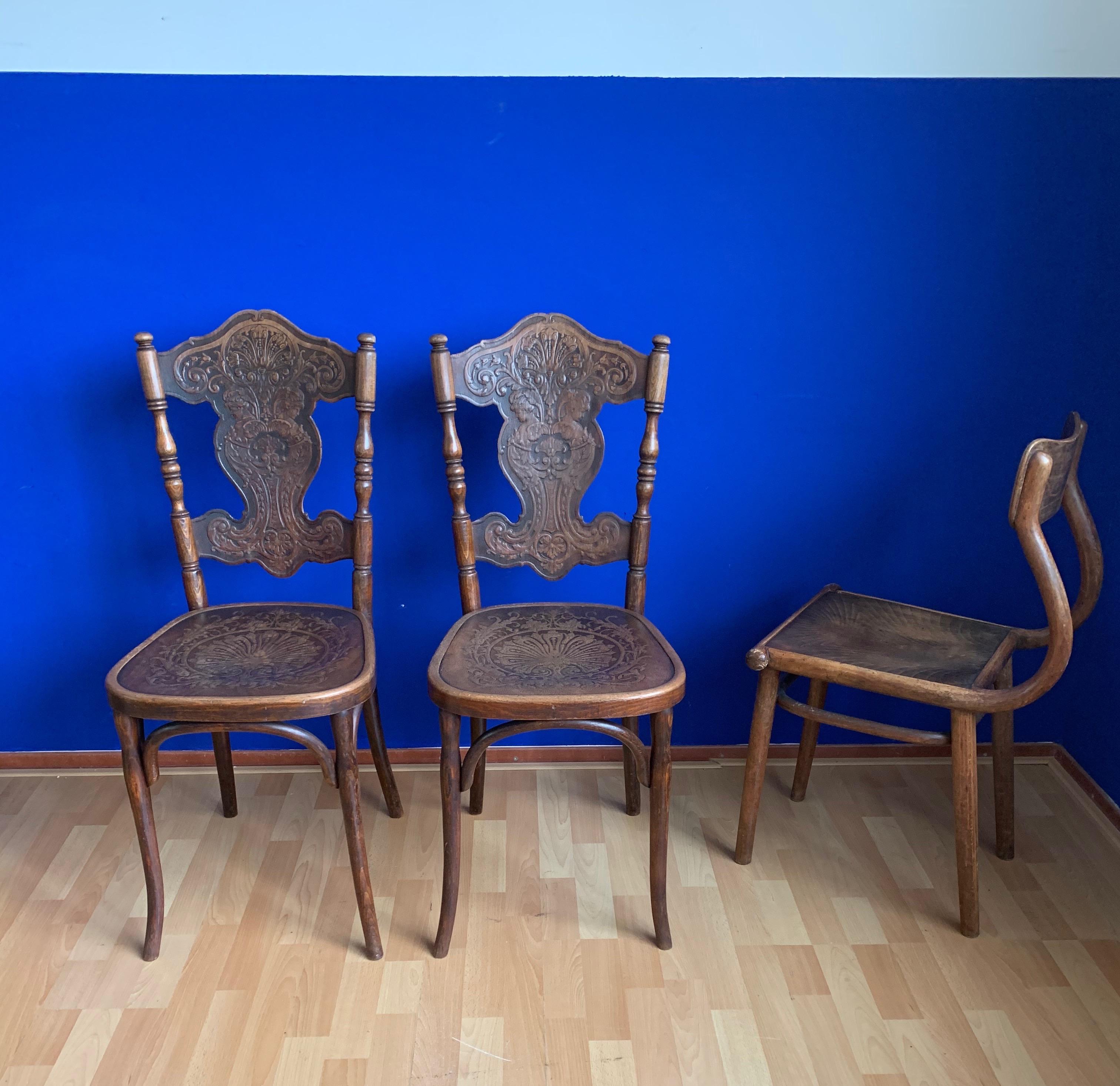 Unique Pair of Bentwood Chairs, Jacob & Josef Kohn with Embossed Female Goddess 10