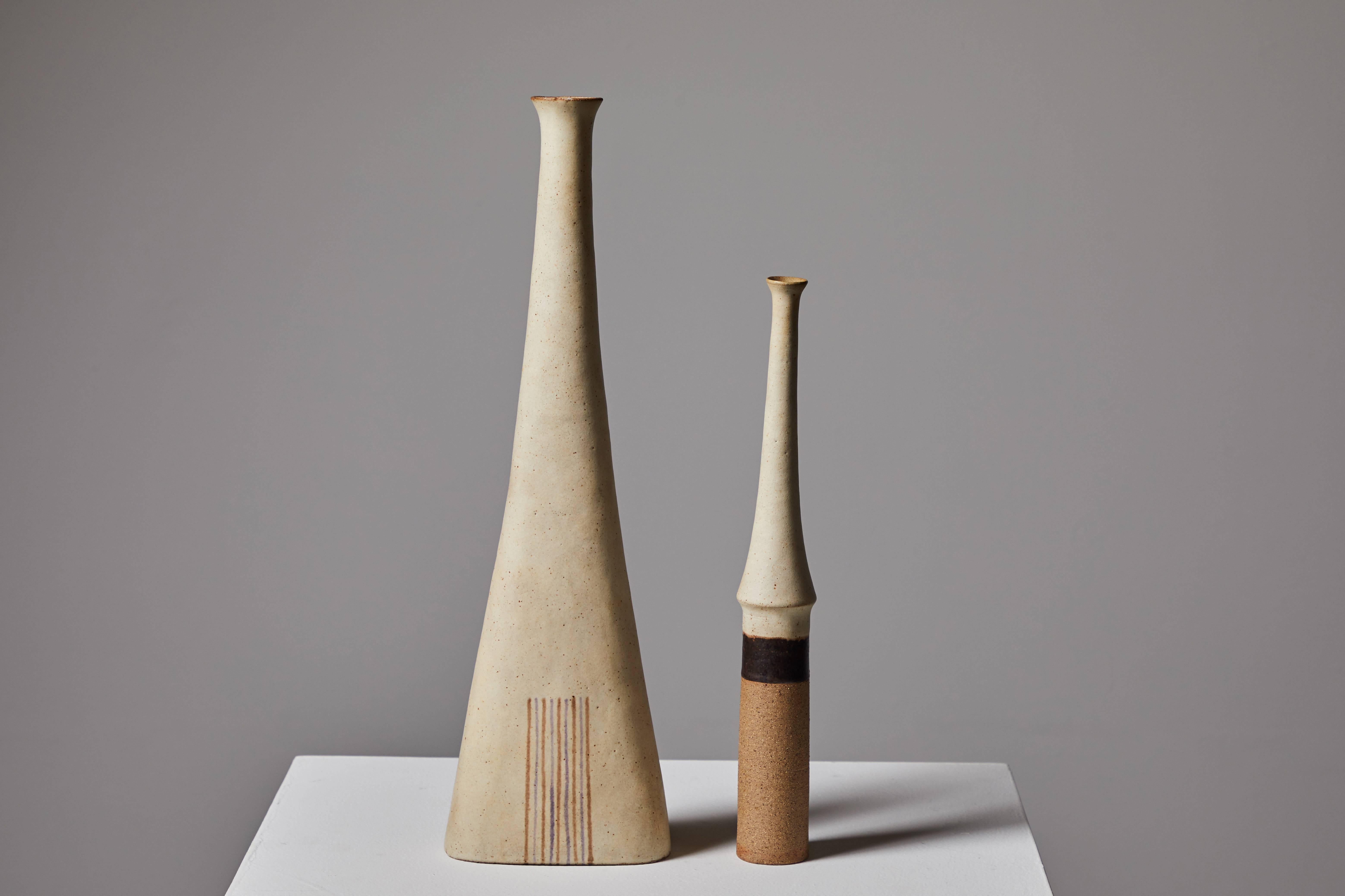 Italian Unique Pair of Ceramic Vessels by Bruno Gambone
