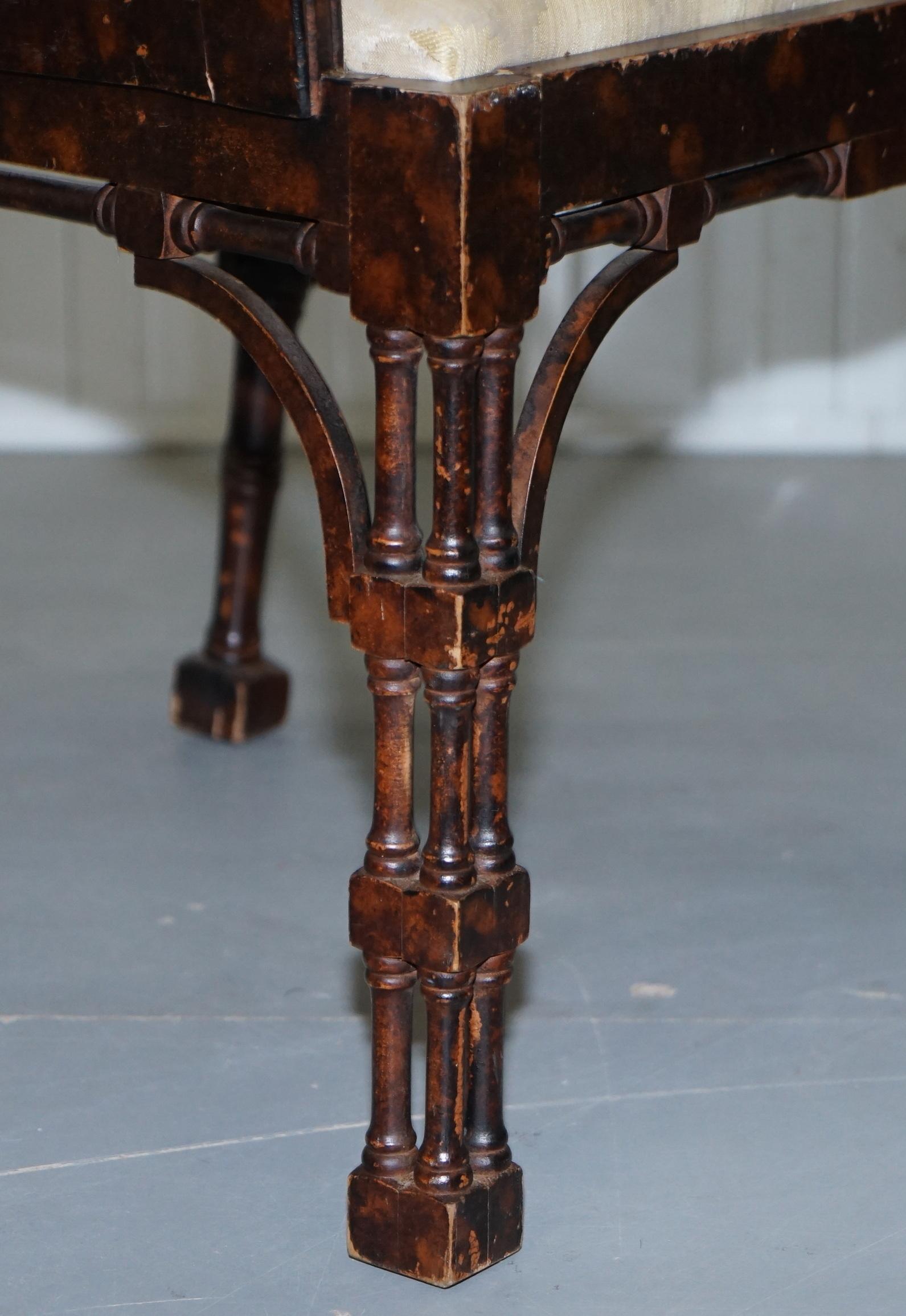 Unique Pair of Chinese Chippendale Tortoiseshell Lacquered Carver Armchairs 3