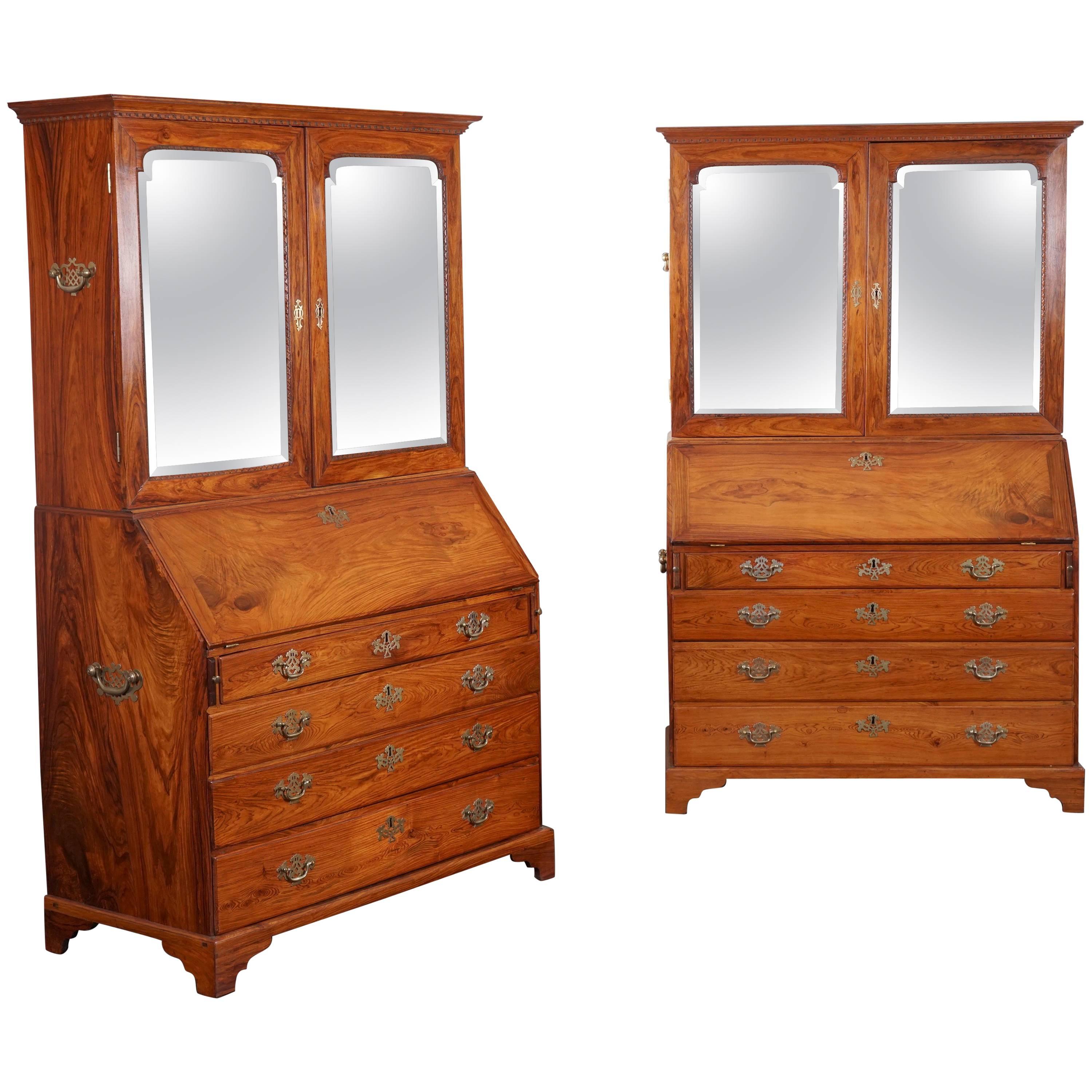 Unique Pair of Chinese Qianlong Period Huanghuali Bureau Cabinets, circa 1750 For Sale