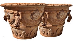 PAR ÚNICO DE «CONCA DEGLI STRACCI» DE LA TOSCANA, Ø93 CM, TERRACOTA DE IMPRUNETA, SIGLO XXI