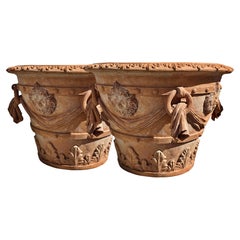 PAR ÚNICO DE «CONCA DEGLI STRACCI» DE LA TOSCANA, Ø93 CM, TERRACOTA DE IMPRUNETA, SIGLO XXI