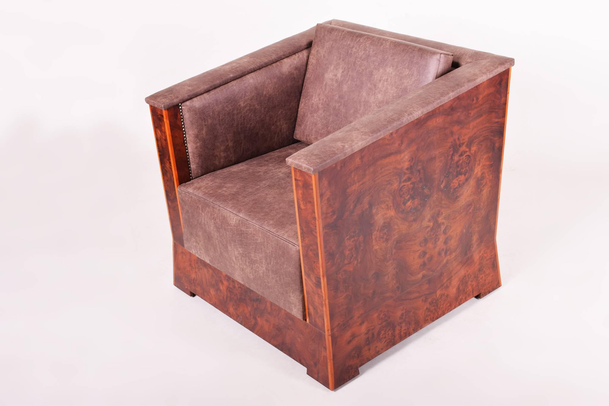Unique Pair of Cubist Armchairs, Completely Restored 1