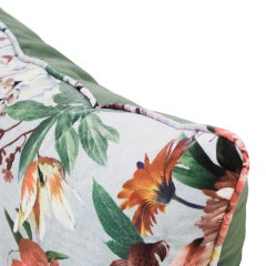 Einzigartiges Paar Kissen mit geblümtem Baumwollsamtstoff und Blumenmuster, Spanien