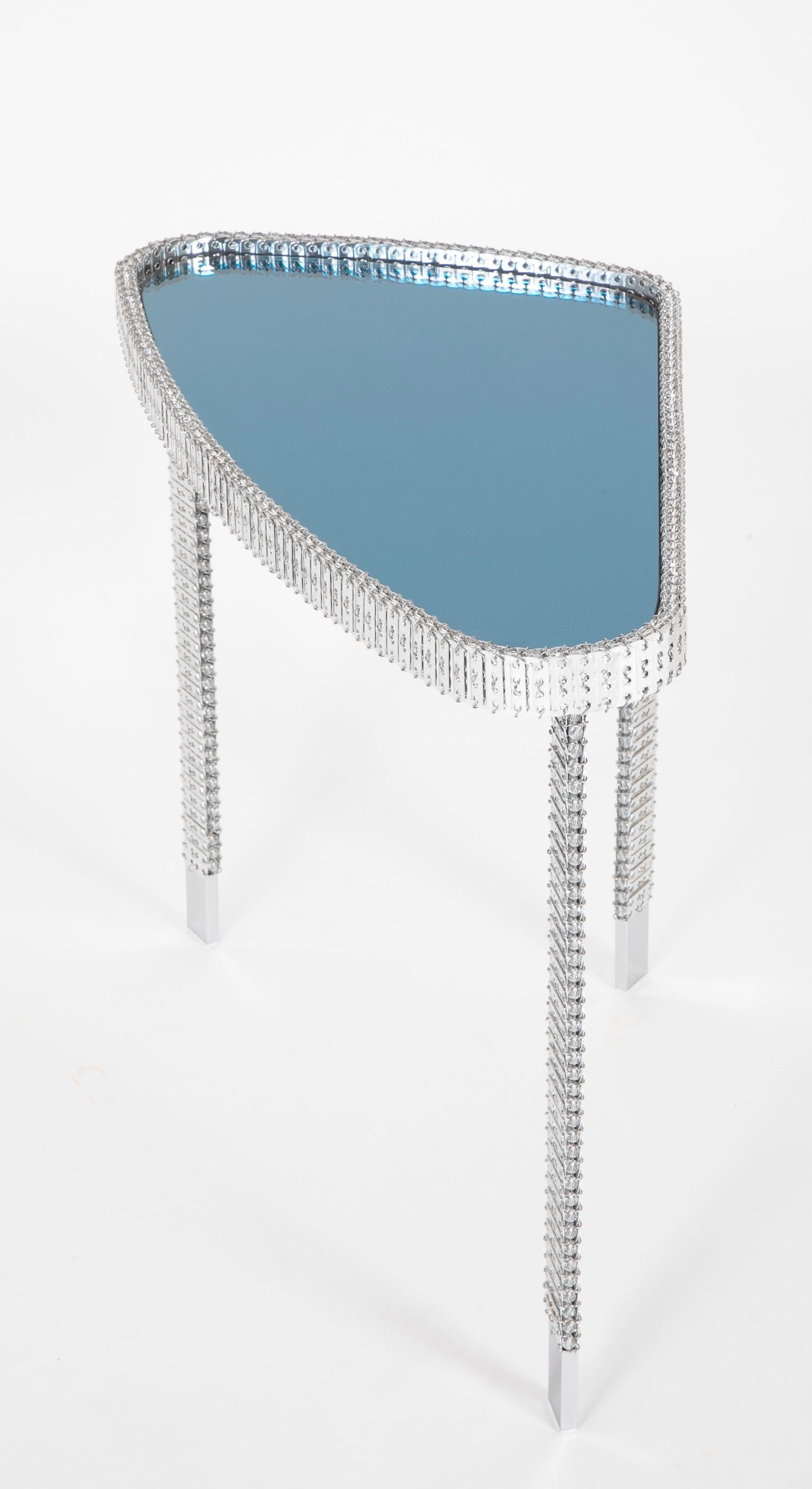 Cut Glass Unique Pair of Custom Nesting Tables by Philippe Montels